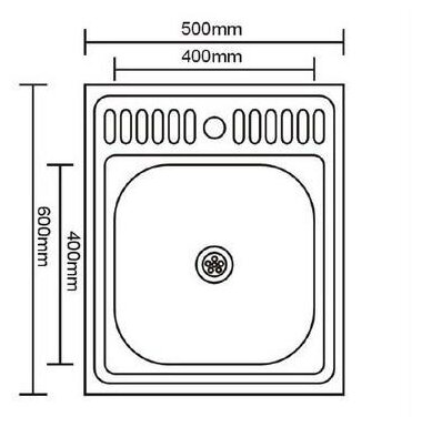 Мойка накладная 5060 0,8/180, прямоугольная с сифоном,шт. - фотография № 2