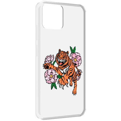 Чехол MyPads тигры-цветочные для Blackview A95 задняя-панель-накладка-бампер