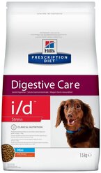 Сухой корм для собак Hill's Prescription Diet i/d Stress Mini Digestive Care при расстройствах жкт вызванных стрессом, с курицей 1.5 кг (для мелких и средних пород)