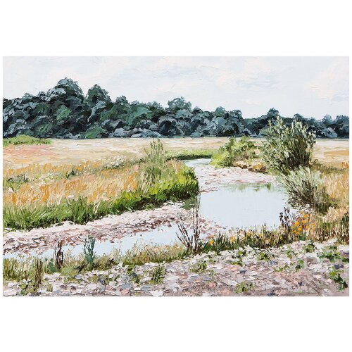 фото Картина маслом "река в степи" лопушанский русская живопись