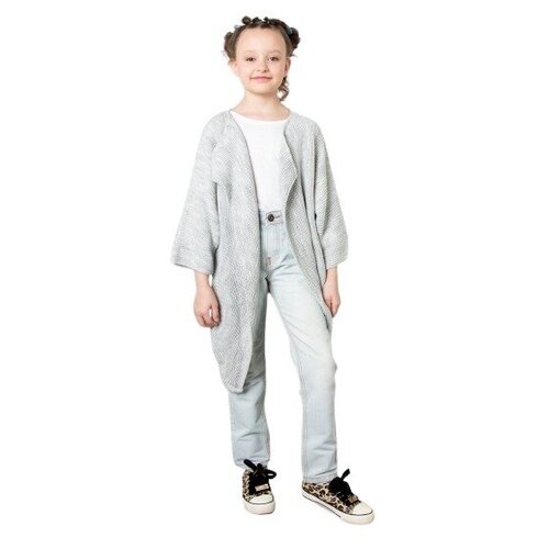 Кардиган школьный для девочки 80 LVL Одри мини серый 134-146