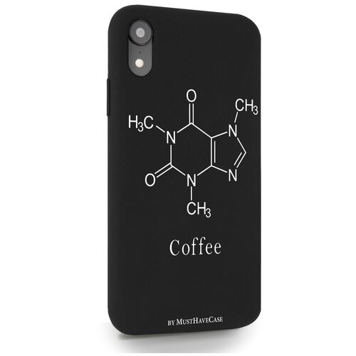 Черный силиконовый чехол MustHaveCase для iPhone XR Молекула кофе для Айфон 10R Противоударный