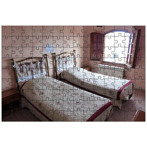 фото Магнитный пазл 27x18см."кровать, двуспальная кровать, комната" на холодильник lotsprints
