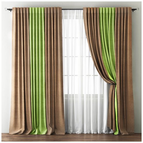 фото Классические шторы ambassador цвет: бежевый, зеленый pasionaria