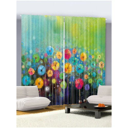 фото Фотошторы из ткани габардин 145-260 см 2 шт. /3d шторы / в детскую / для гостиной, спальни и кухни / арт. wb4930063 fresh art