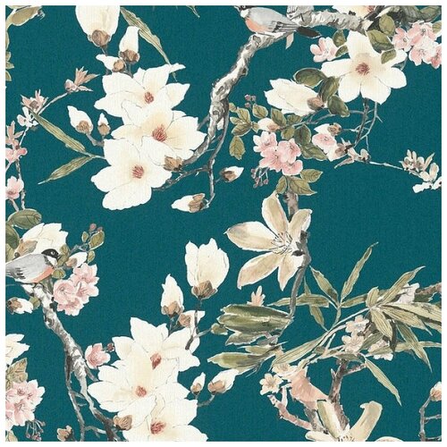 Обои Livingwalls Michalsky 3 36498-4 Винил на флизелине (0,53*10,05) Бирюзовый/Разноцветный, Цветы