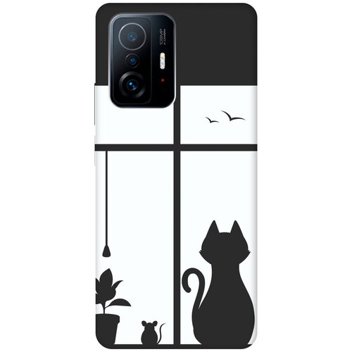 Матовый чехол Cat and Mouse для Xiaomi 11T / 11T Pro / Сяоми 11Т / 11Т Про с 3D эффектом черный матовый чехол cat and mouse для xiaomi 13 pro сяоми 13 про с 3d эффектом черный