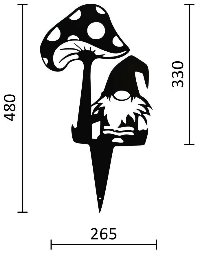 Фигурка садовая Гном и гриб- фигурки для газона и цветников - садовый декор LifeSteel