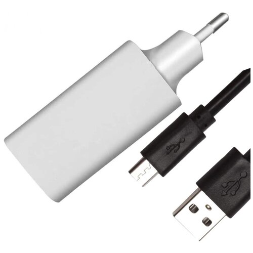 фото Зарядное устройство (блок быстрая зарядка (белый) + кабель micro- usb (черный)) для xiaomi redmi 9c печенька