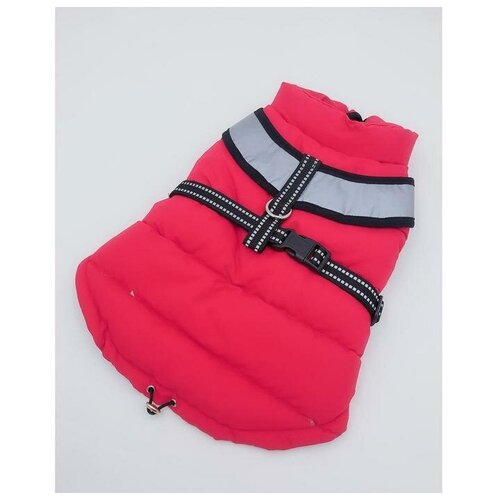 --- Куртка для собак со светоотражающей шлейкой, размер 8 (ДС 23 см, ОГ 30, ОШ 22 см), красная
