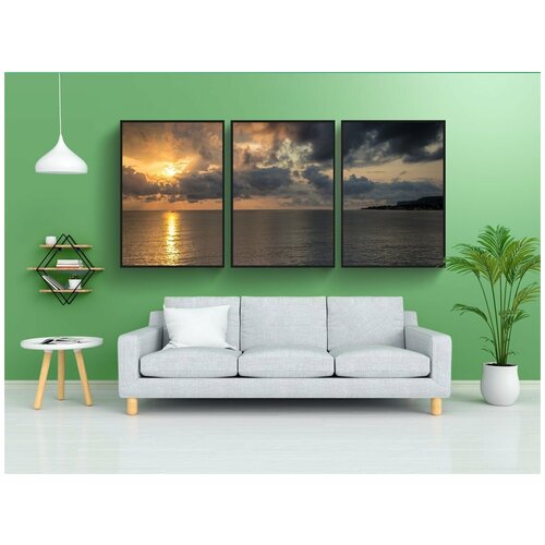 фото Набор модулных постеров для интерьера "буря, восход солнца, небо" 60x90 см. в тубусе, без рамки lotsprints