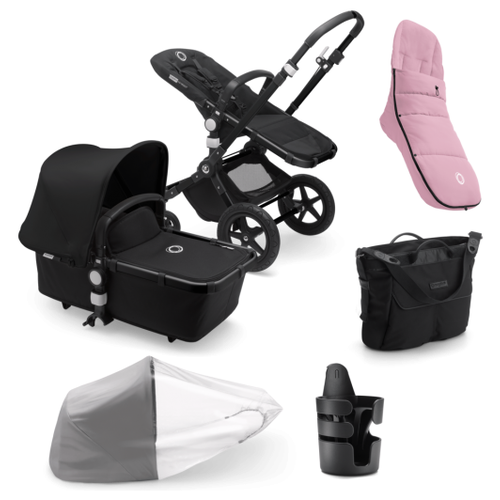 фото Коляска 2 в1 bugaboo cameleon3 plus (бугабу хамелеон 3 плюс) complete black/black-black 230162zw01 + набор зимний soft pink