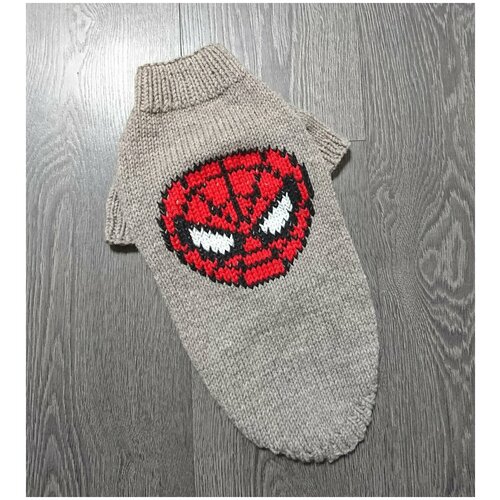 Вязаный свитер Человек-паук для собак малых и средних пород (Handmade) / XXL (ДС 40см, ОГ 44см)