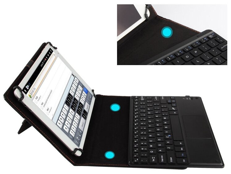 Клавиатура Mypads для Samsung Galaxy Tab S4 10.5 SM-T830 /T835 съёмная беспроводная Bluetooth в комплекте c кожаным чехлом и пластиковыми наклейкам.