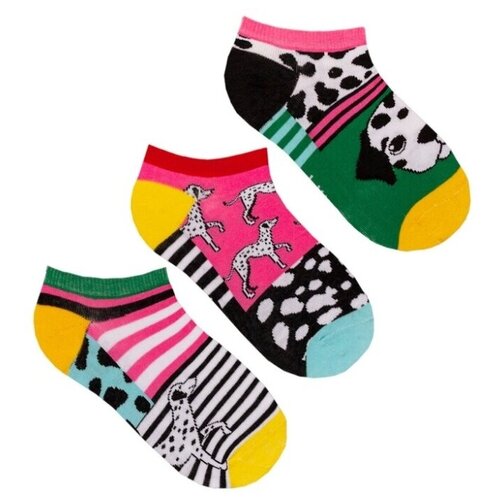 Короткие женские носки lunarable Далматинцы, размер 35-39, фуксия, зеленые, ярко-желтые