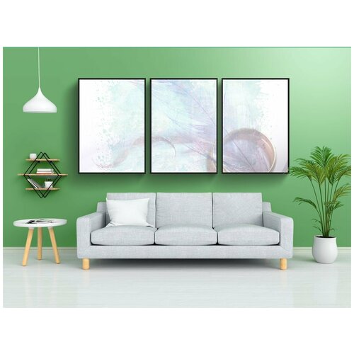 фото Набор модулных постеров для интерьера "звенеть, перья, текстура" 60x90 см. в тубусе, без рамки lotsprints