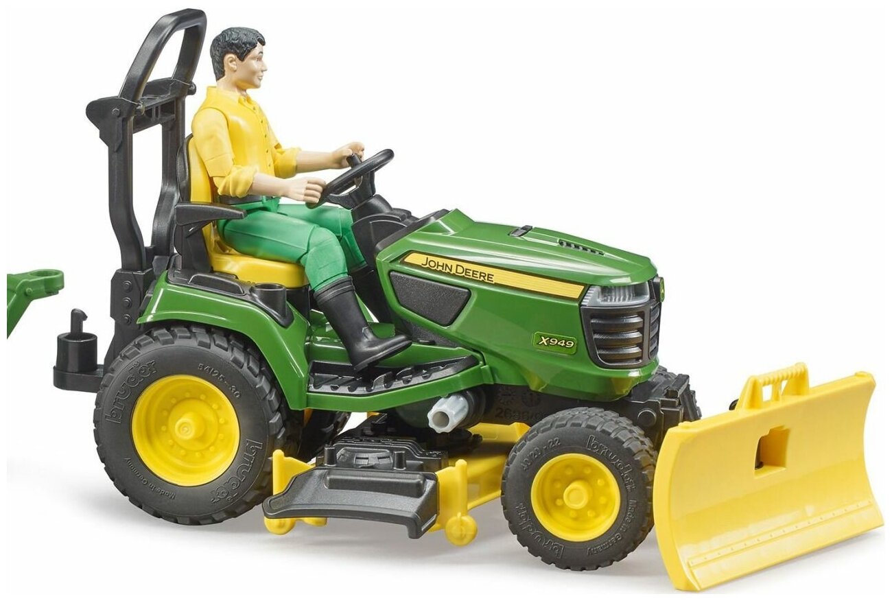 Трактор газонный Bruder John Deere X949 с прицепом и фигуркой 62-104