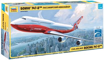 Сборная модель ZVEZDA Пассажирский авиалайнер Боинг 747-8 (7010) 1:144