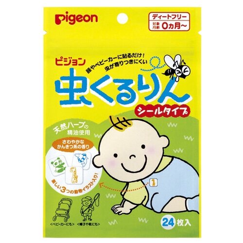 PIGEON Пластырь для детей от укусов насекомых с экстрактом масла эвкалипта и цитронеллы, возраст 0+, 24 шт
