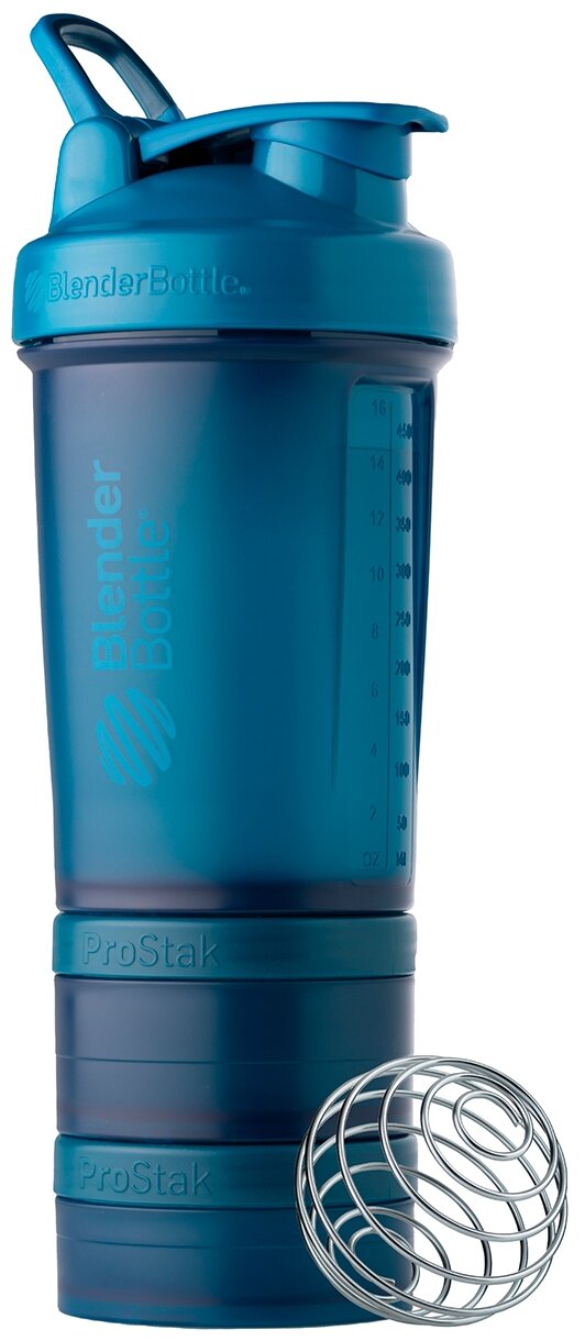 Шейкер спортивный BlenderBottle ProStak бутылка для воды и спортивного питания с контейнерами (100мл,150мл) 624мл, синий