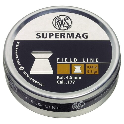 пули rws super field 4 5 мм 0 54 грамм 500 штук Пули для пневматики RWS Supermag 4,5мм 0,6гр (500шт)