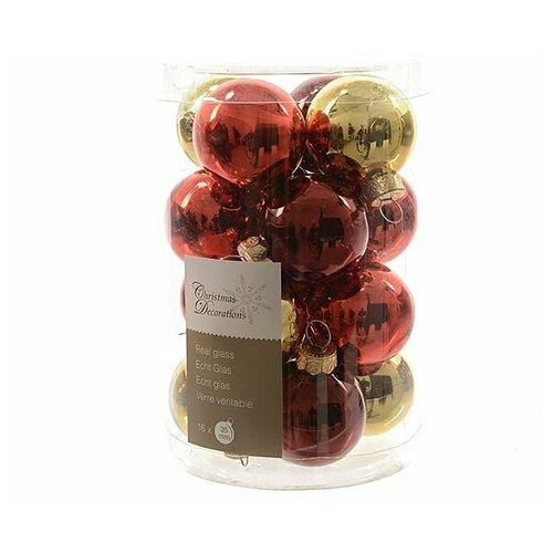 фото Набор стеклянных шаров коллекция твист, глянцевые, 16 шт., 35 мм, kaemingk