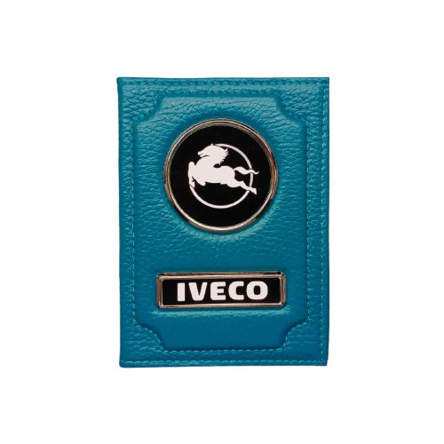 Обложка для автодокументов Iveco (ивеко) кожаная флотер