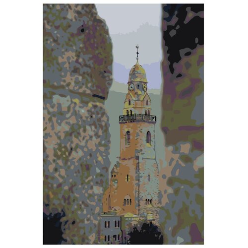 Картина по номерам, Живопись по номерам, 80 x 120, ANNA-D05, церковь, здание, купол, камни, пейзаж