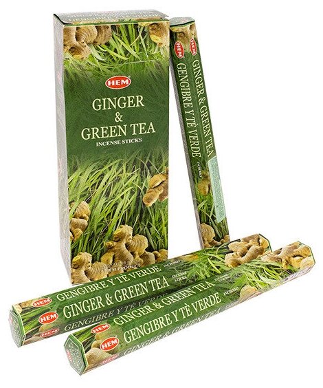 Благовония палочки HEM Имбирь Зеленый чай Ginger Green Tea 120 шт