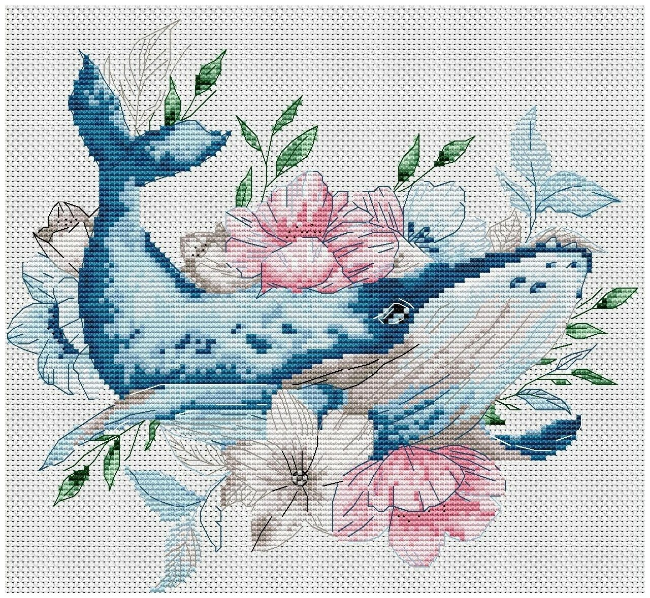 Схема вышивки крестом кит