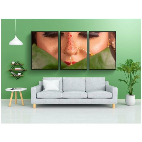 фото Набор модулных постеров для интерьера "свадьба, женщина, индийский" 60x90 см. в тубусе, без рамки lotsprints