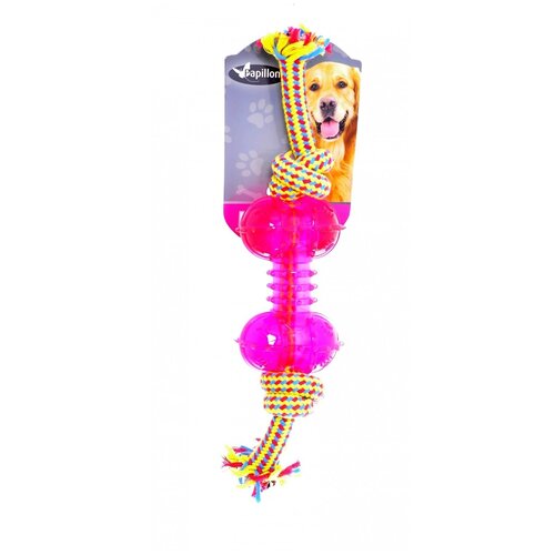 Papillon - Игрушка для собак Плетеная веревка с пластиковой косточкой, 33 см