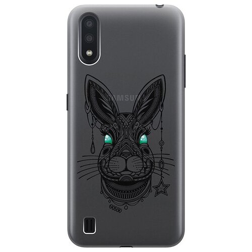 ультратонкий силиконовый чехол накладка для samsung galaxy a01 с 3d принтом grand wolf Ультратонкий силиконовый чехол-накладка для Samsung Galaxy A01 с 3D принтом Grand Rabbit