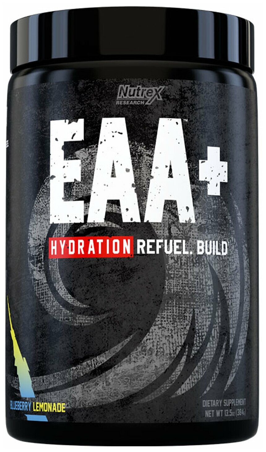 Аминокислоты в порошке, спортивное питание Nutrex EAA+Hydration, Blueberry Lemonade, 384 гр, женьшень