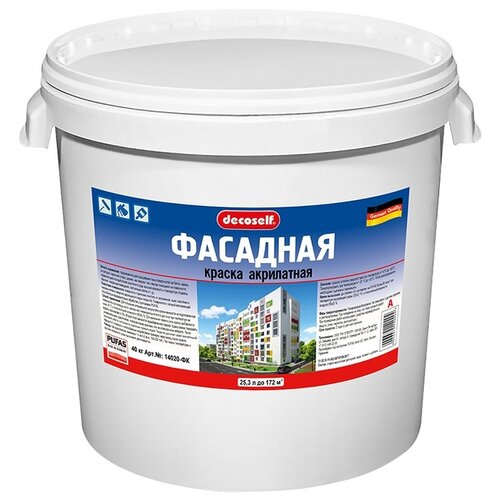 Краска акриловая Decoself фасадная матовая белый 25.3 л 40 кг