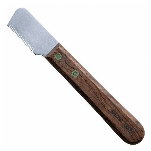 SHOW TECH тримминговочный нож 3260 с деревянной ручкой для шерсти средней жесткости
