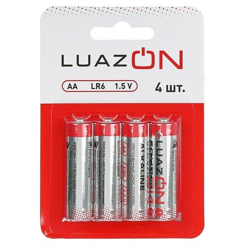 Батарейка алкалиновая (щелочная) LuazON, АА, LR6, блистер, 4 шт./В упаковке шт: 1