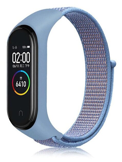 DF / Ремешок из нейлона для Xiaomi Mi Band 3/4/5/6/Smart Band 6 DF xiNylonband-01 (сине-оранжевый)