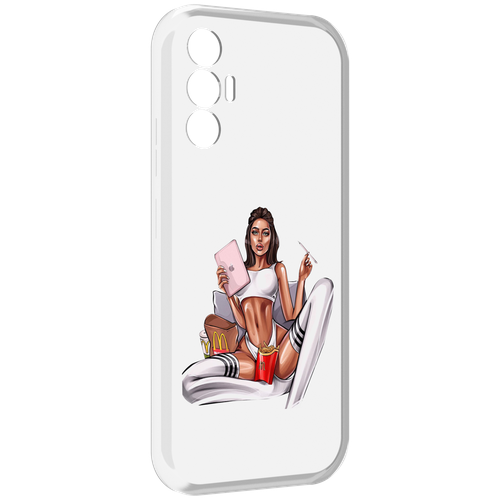 Чехол MyPads Модная-иллюстрация-девушки женский для Tecno Pova 3 задняя-панель-накладка-бампер