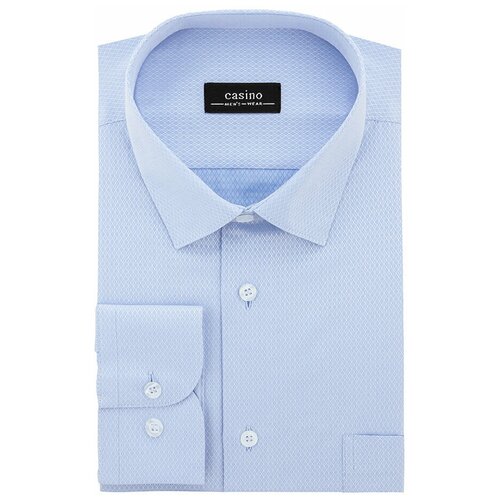 фото Рубашка мужская длинный рукав casino c213/157/7003/z, полуприталенный силуэт / regular fit, цвет голубой, рост 174-184, размер ворота 44