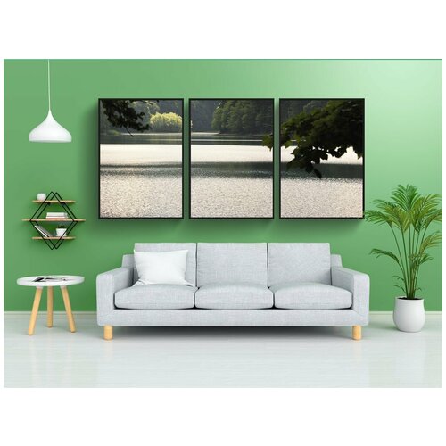 фото Набор модулных постеров для интерьера "озеро, гора, природа" 60x90 см. в тубусе, без рамки lotsprints