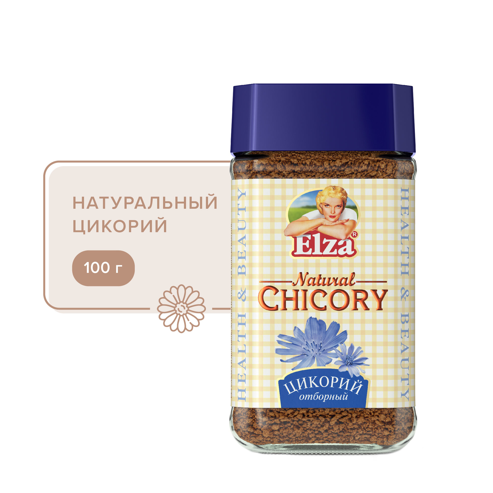 Цикорий Elza натуральный отборный гранулированный, стеклянная банка, 100 г