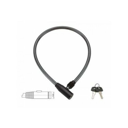 фото Велосипедный замок triх, тросовый, на ключ, 8×650 мм, чёрный, gk101.102 trix