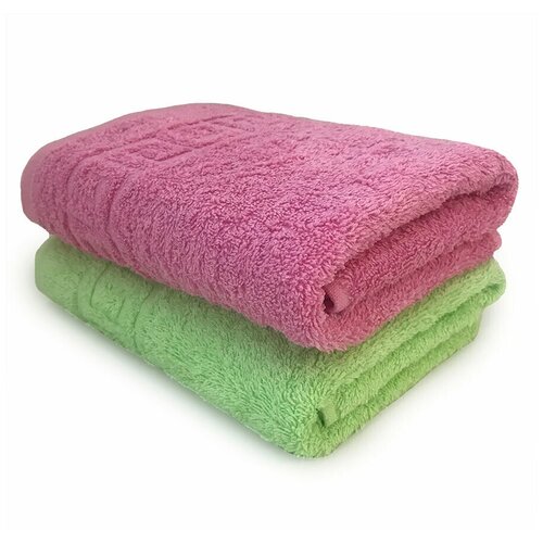 фото Комплект махровых полотенец "для лица и тела салатовый+розовый" ashgabat dokma toplumy