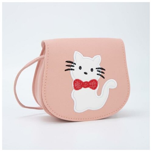 фото Сумка детская, отдел на клапане, длинный ремень, цвет розовый, «котик» mikimarket
