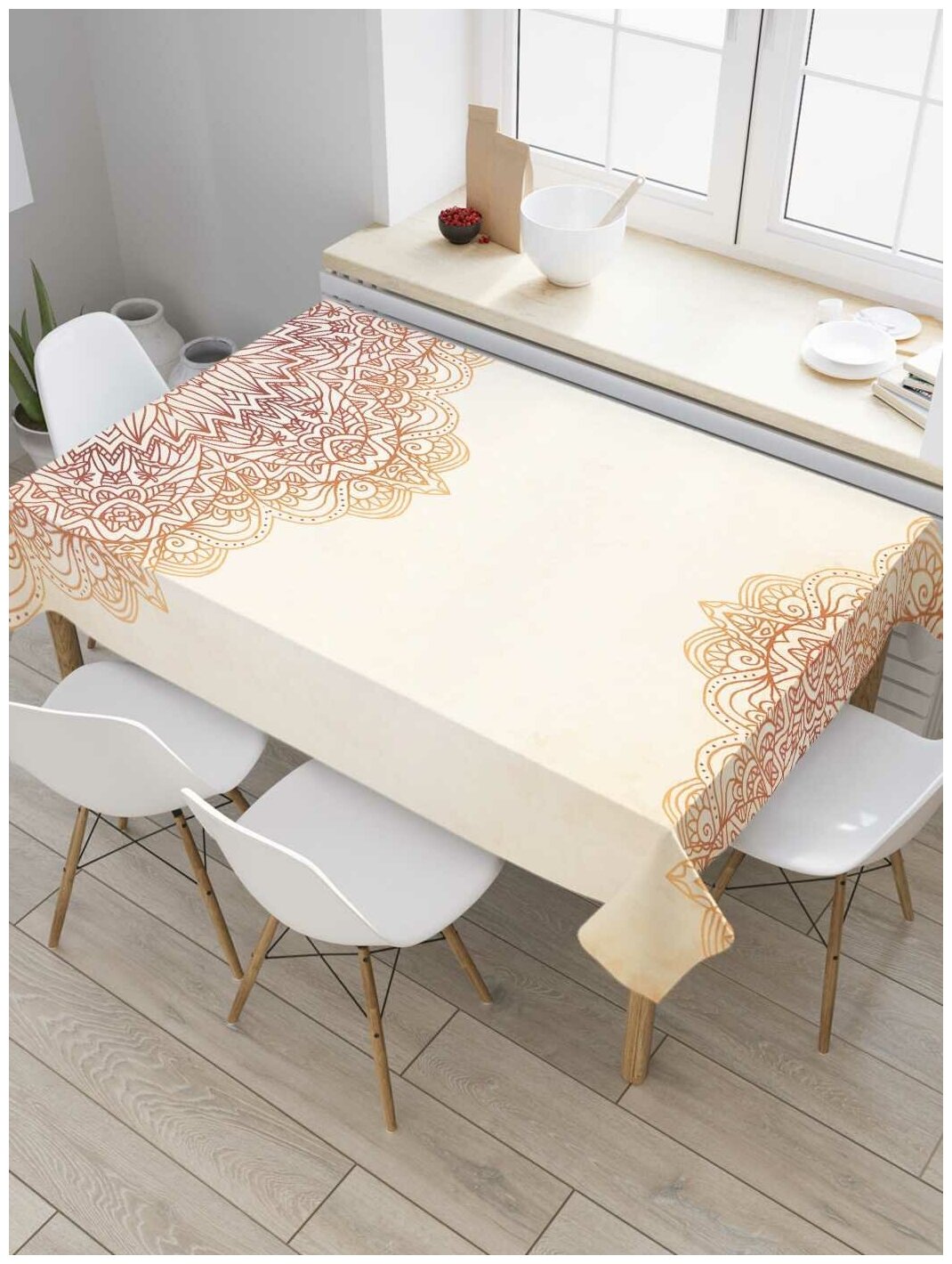 Скатерть прямоугольная JoyArty на кухонный стол "Классический орнамент" из оксфорда, 180x145 см