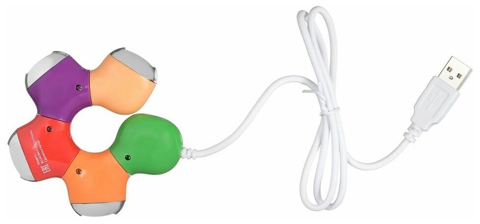 Разветвитель USB 20 Buro BU-HUB4-05-U20-Flower 4 порта разноцветный