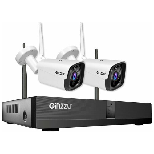 готовый комплект видеонаблюдения ginzzu hk 429n 4ch 5mp hdmi 2купол кам 5 0mp ir20м Комплект видеонаблюдения Ginzzu HK-4203W