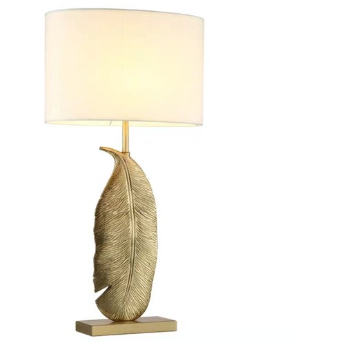 Настольная лампа Leaf Brass Table Lamp - Белый абажур