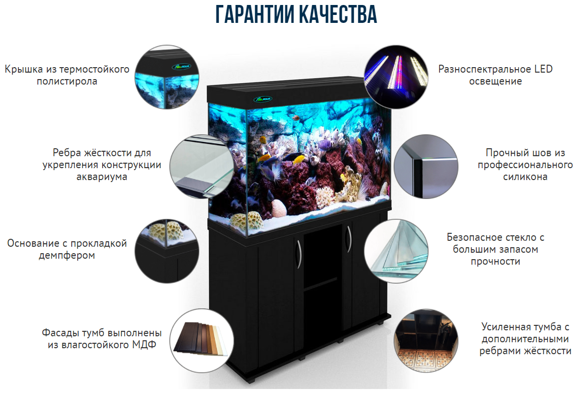 Аквариум прямоугольный ZelAqua 180 литров (1010х360х560мм) с LED-освещением - фотография № 4